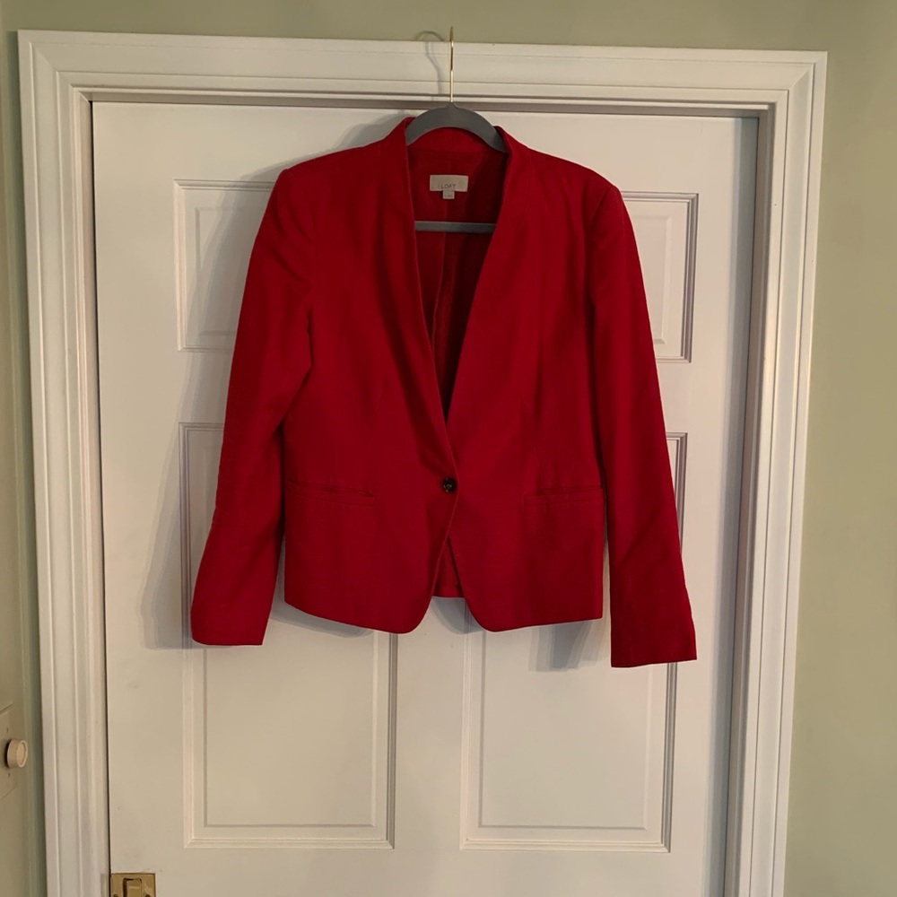 LOFT Red cotton blazer
